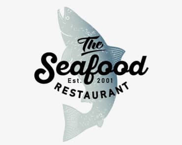 Логотип ресторана Сеафуд на фоне рыбы
